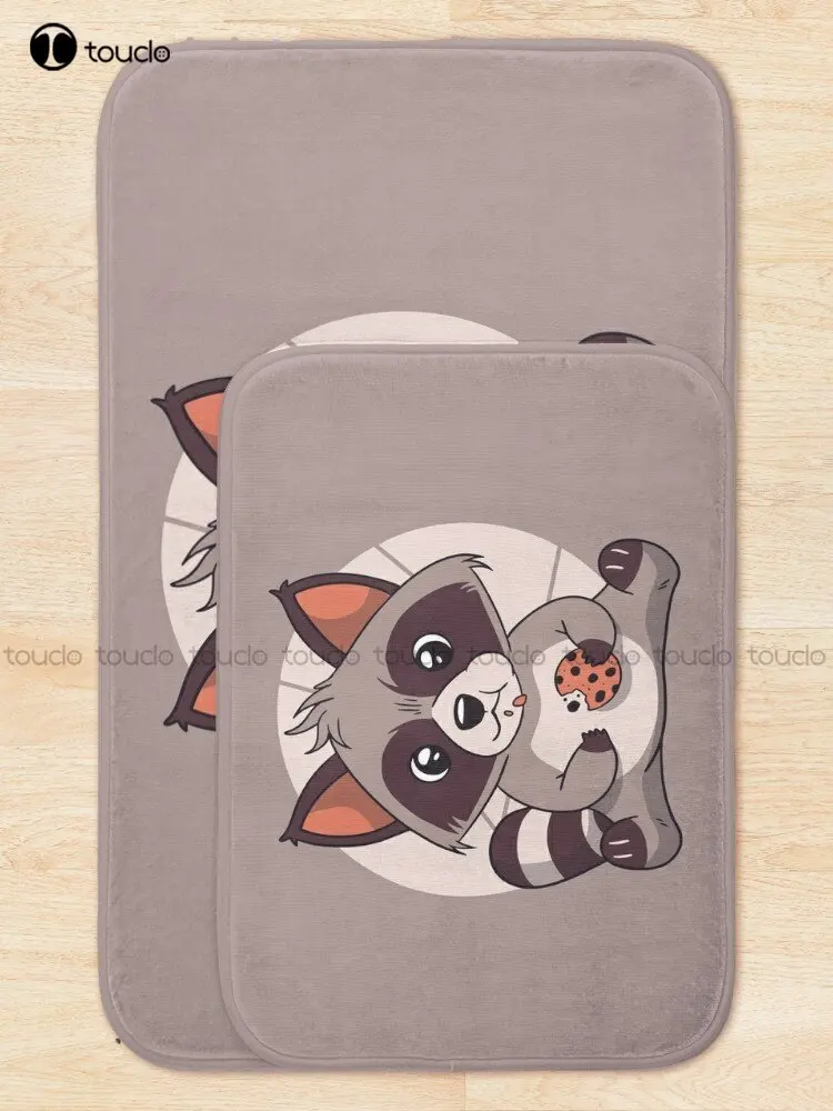 Cute Raccoon Cookie Bath Mat Bathroom Mat For Shower