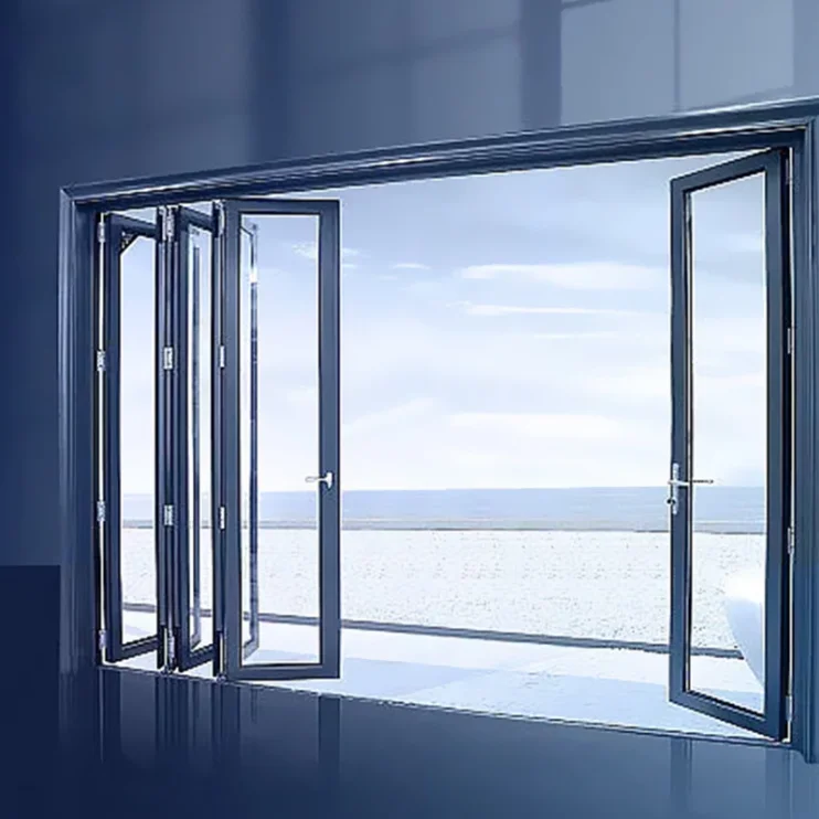 High End Modern Glass System Folding Door with Windproof Feature for Bathroom and Bedroom