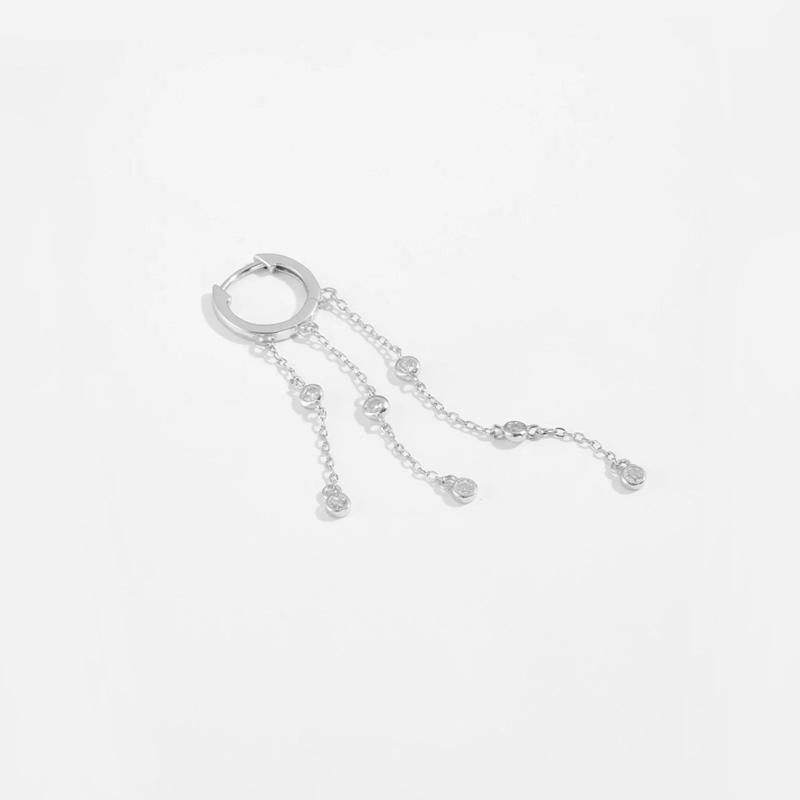 KIKICHICC 925 Sterling Silver Tassel Clear Zircon Irregular Single 1PCS Long Drop Earring Luxury Fine Women Wedding Jewelry Gift