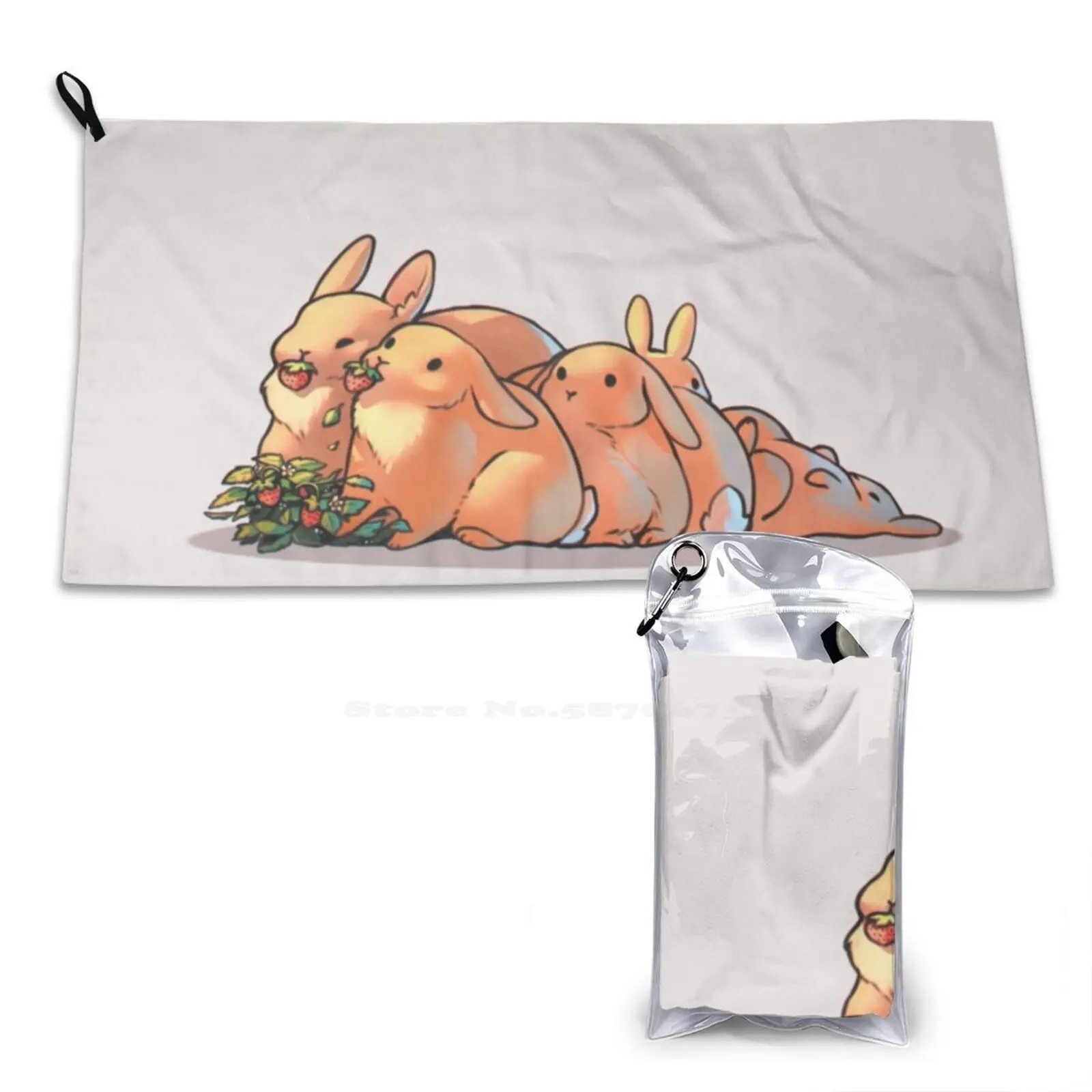 Munching Bunnies Print Washcloth Beach Towel Travel Neytirix Rabbit Bunny