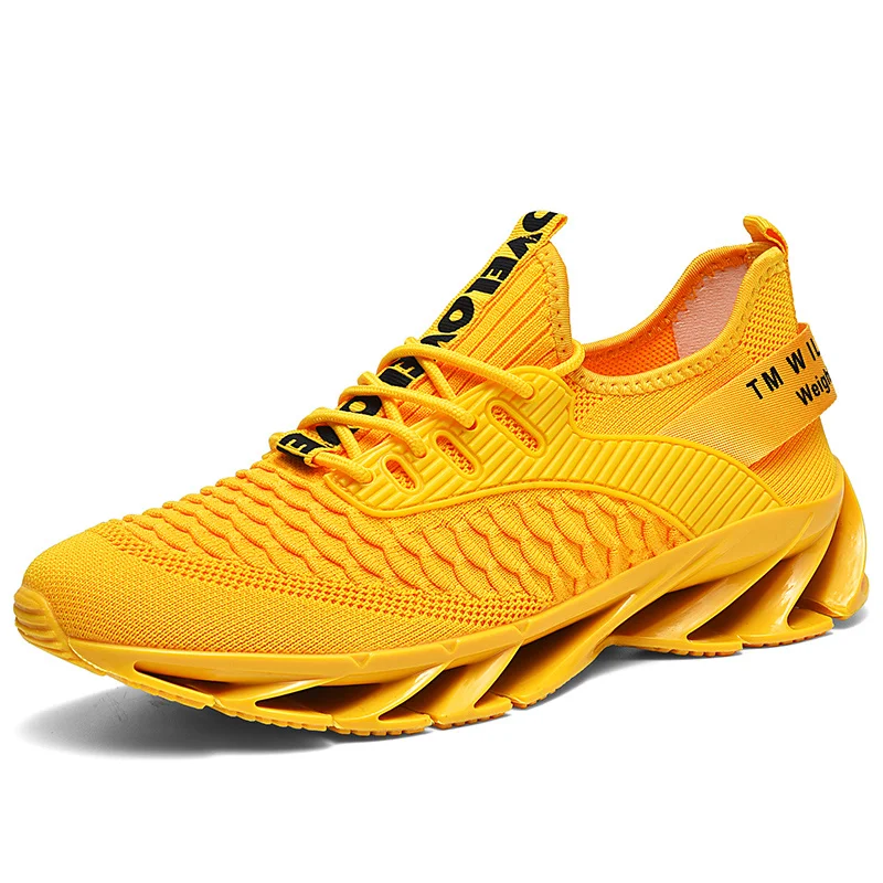 Trending Yellow Men Casual Sneakers 2024 Summer Breathable Running Shoes Men Gym Sports Shoes Trainers Platform Sneakers Male