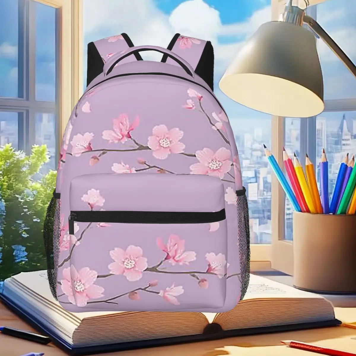 

Cherry Blossom Flower Plant - Pastel Purple Backpack Student Boys Girls BookBag Kids School Bag Laptop Shoulder Bags Men Women
