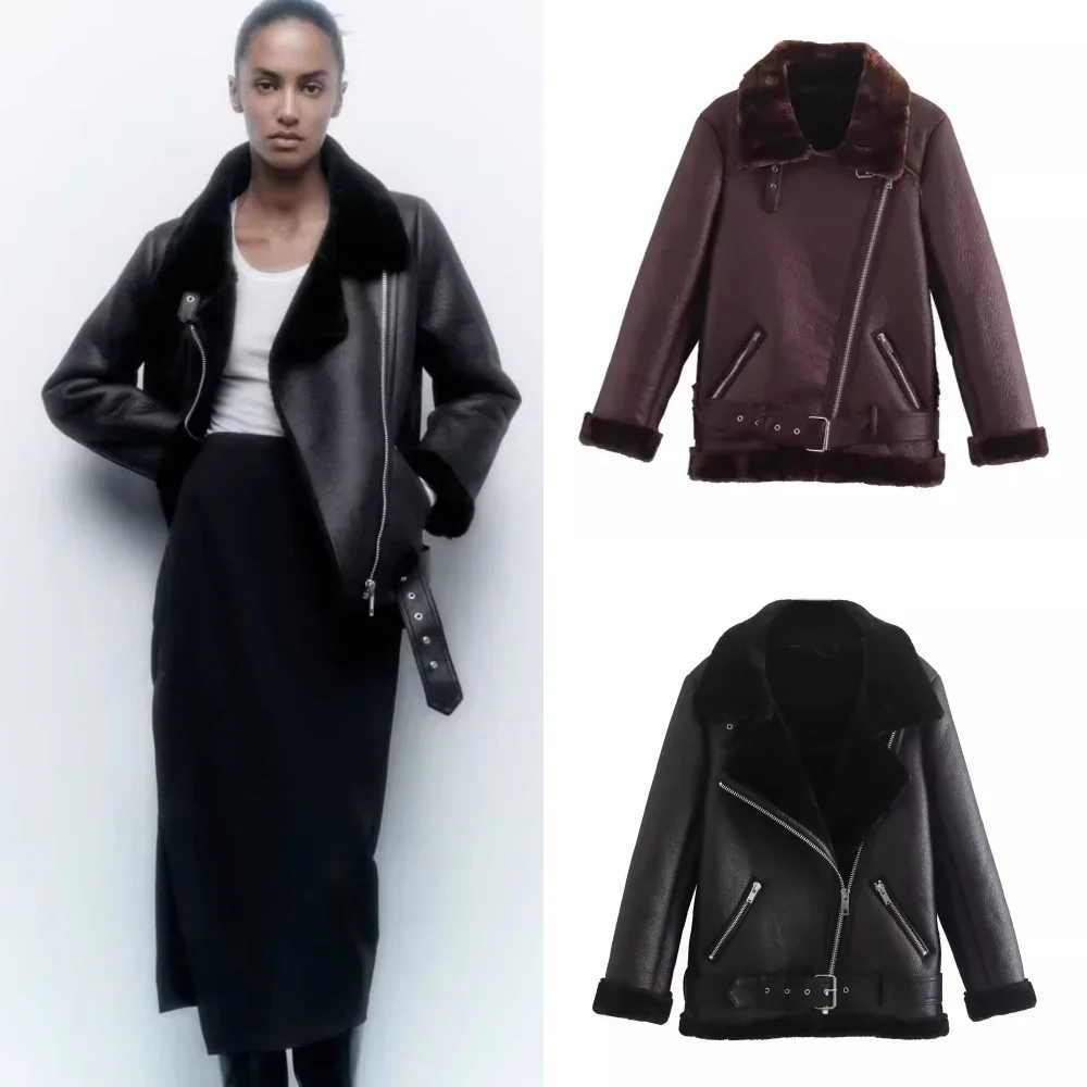 2024 The New Women's Jacket with Extra Thick Warm and Extra Thick Feather Rider Jacket with Artificial Fur Outerwears