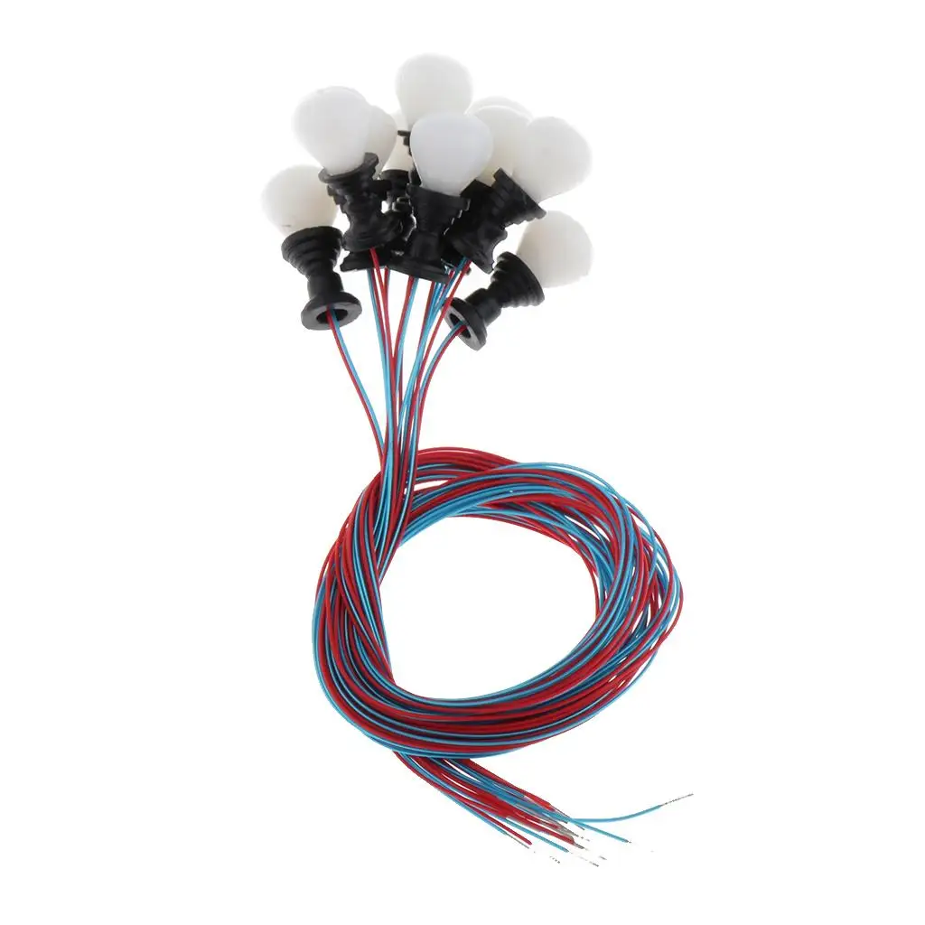 10개 모델 철도 기차 램프 정원 가로등 HO 스케일 LED 1.3cm