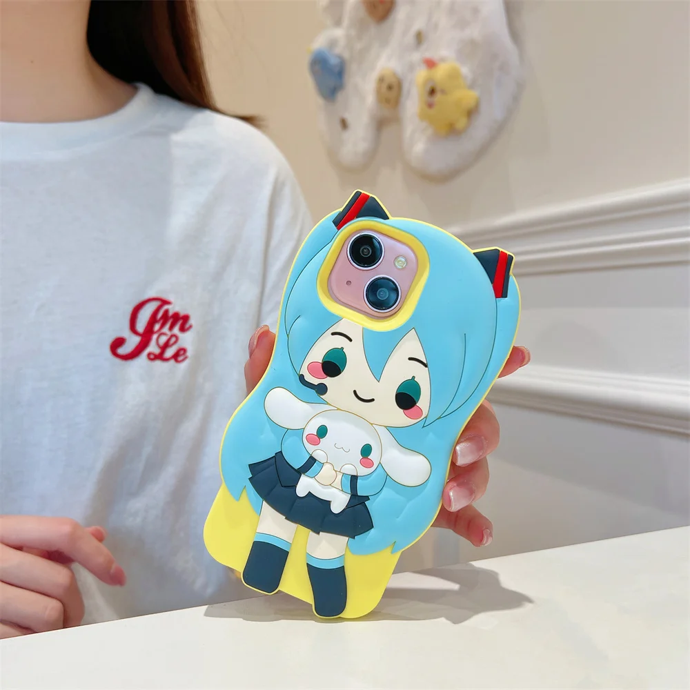 Animation Hatsune Miku Secondary Surrounding IPhone Case Silicone Cartoon For iphone 16 15 14 13 12 Pro Max 11 Cinnamoroll