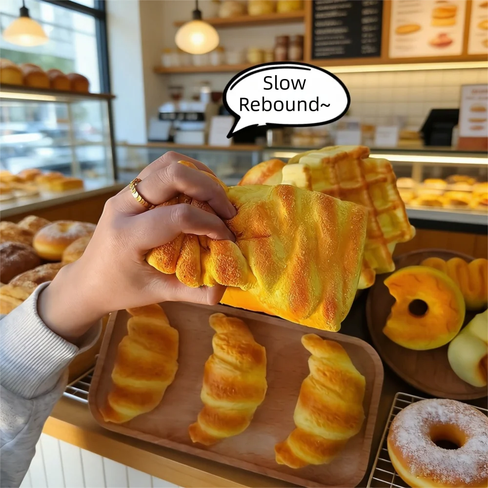 Stretch PU Bread Squeeze Stress Relief Bread Simulation Bread Model Toast Slow Rebound Sensory Display Ornament