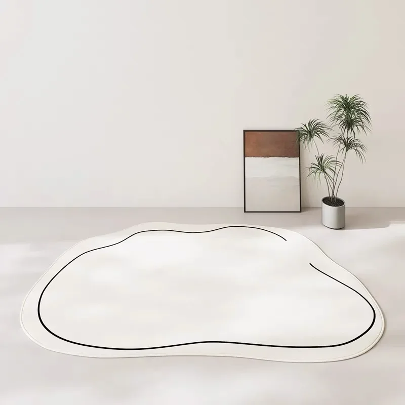 Living Room Sofas Carpet Home Decoration White Fluffy Rug Bedroom Soft Shaggy Area Rugs Irregular Minimalist Anti Slip Floor Mat