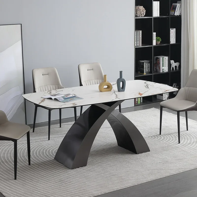 Italian, light luxury, dining table, new, rock slab, household, composite, tempered glass