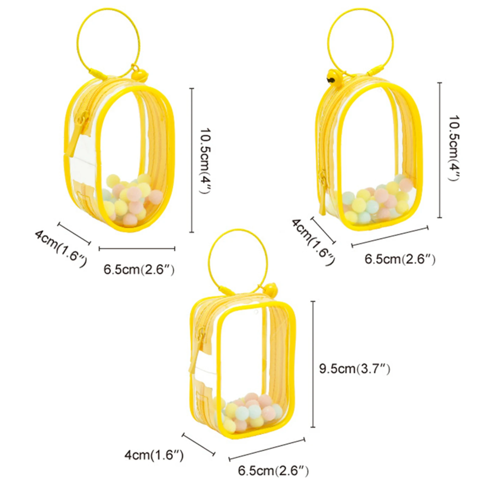 Bolsa transparente de PVC grueso, caja organizadora misteriosa, bolsa para llavero, organización de muñecas, estuche de almacenamiento de juguetes con bola de felpa