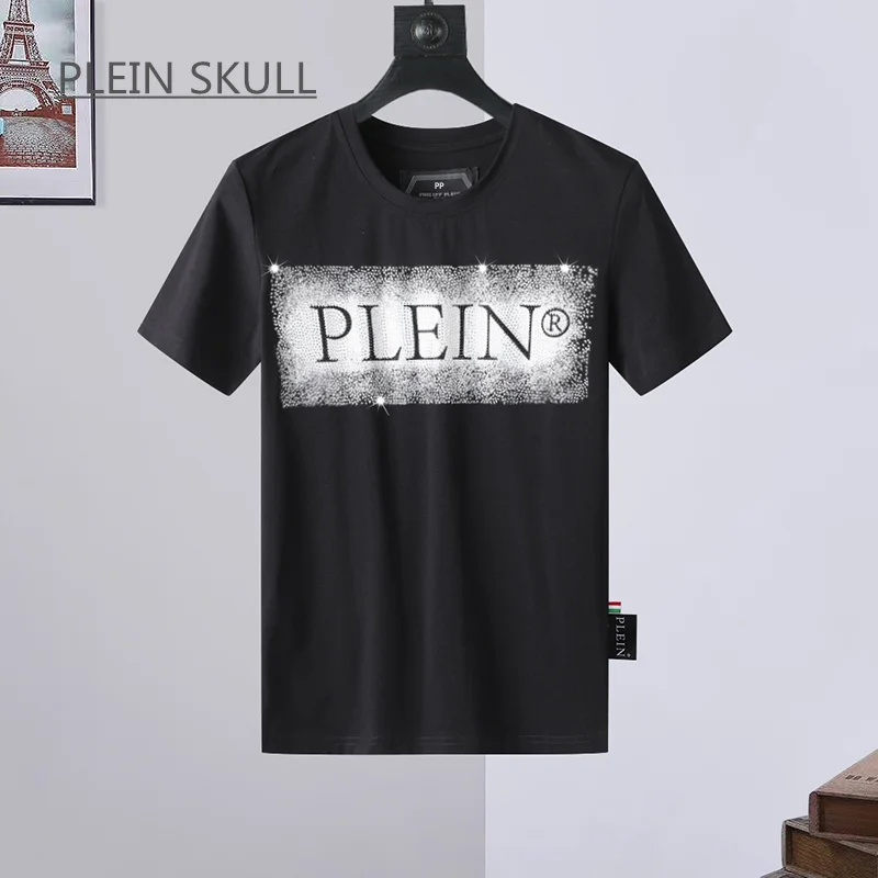 PLEIN SKULL Lightweight Men\'s T-shirt Fit Gothic Punk Party Short Sleeve Top Round Unisex Sports Retro Summer Trend Neck Tee
