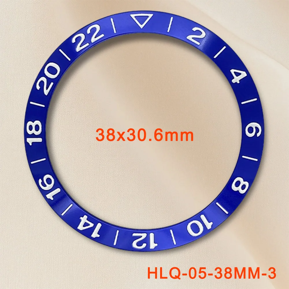 Mod 38mmx30.6mm Aluminum Bezel Ring GMT Font Sloping Watch Bezel Insert Fit for GMT SUB 40mm Watch Case Bezel Ring Spare Parts