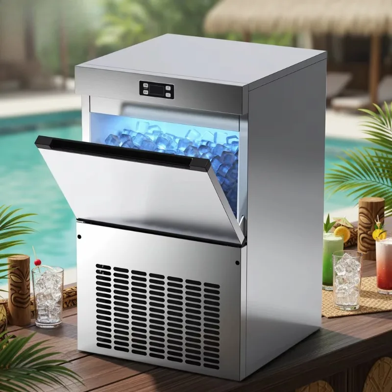 35kg/24h Automatic Ice Cube Maker, LED Display Commercial Catering Machine, High Efficiency Household Ice Making Device