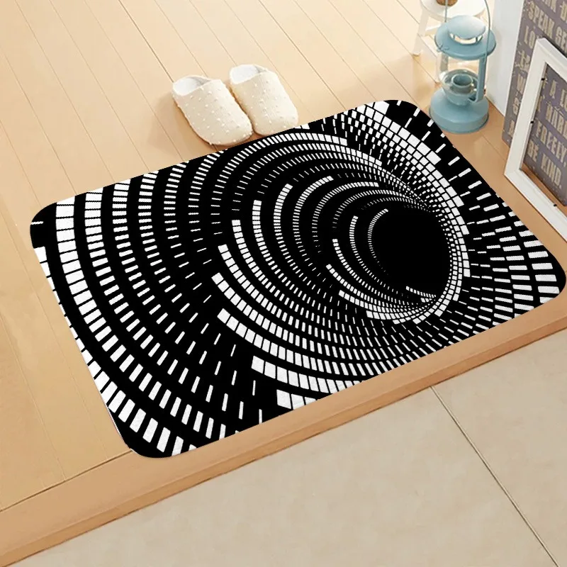 Black and white patterned floor mats, bathroom door absorbent mats, home decoration entrance hall entrance carpets