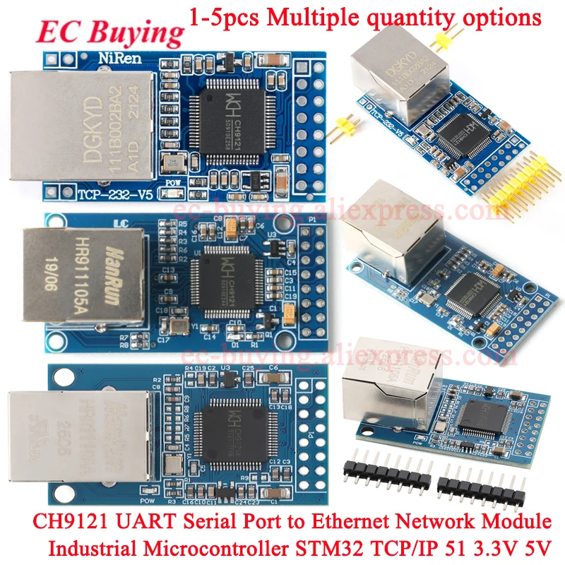 1-5 szt. CH9121 Moduł konwertera szeregowego na sieć Ethernet RJ45 Mikrokontroler Klasy Przemysłowej SCM Sieciowy STM32 UART