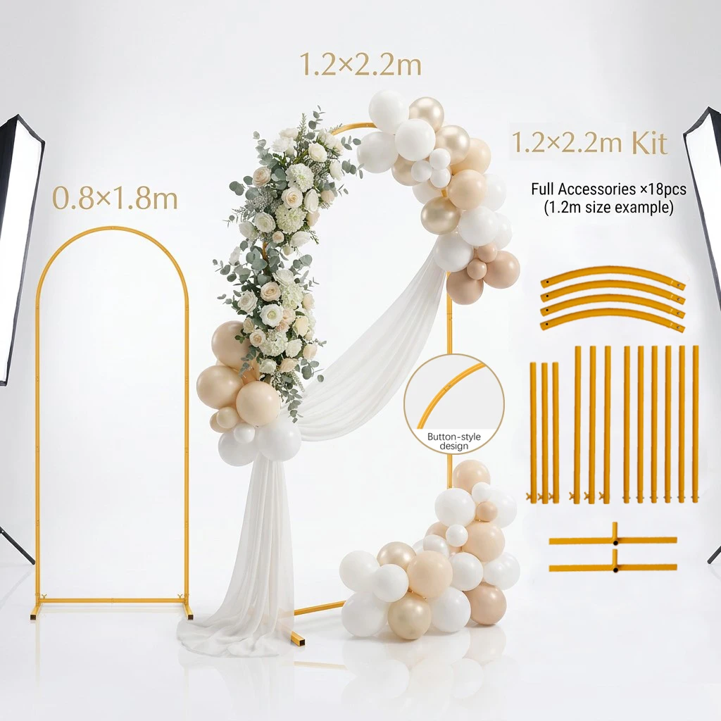 Gold Wedding Arch Backdrop Stand 3 Sizes Metal Balloon Arch Frame Versatile Iron Ceremony Party Holder for Floral Balloon Decor