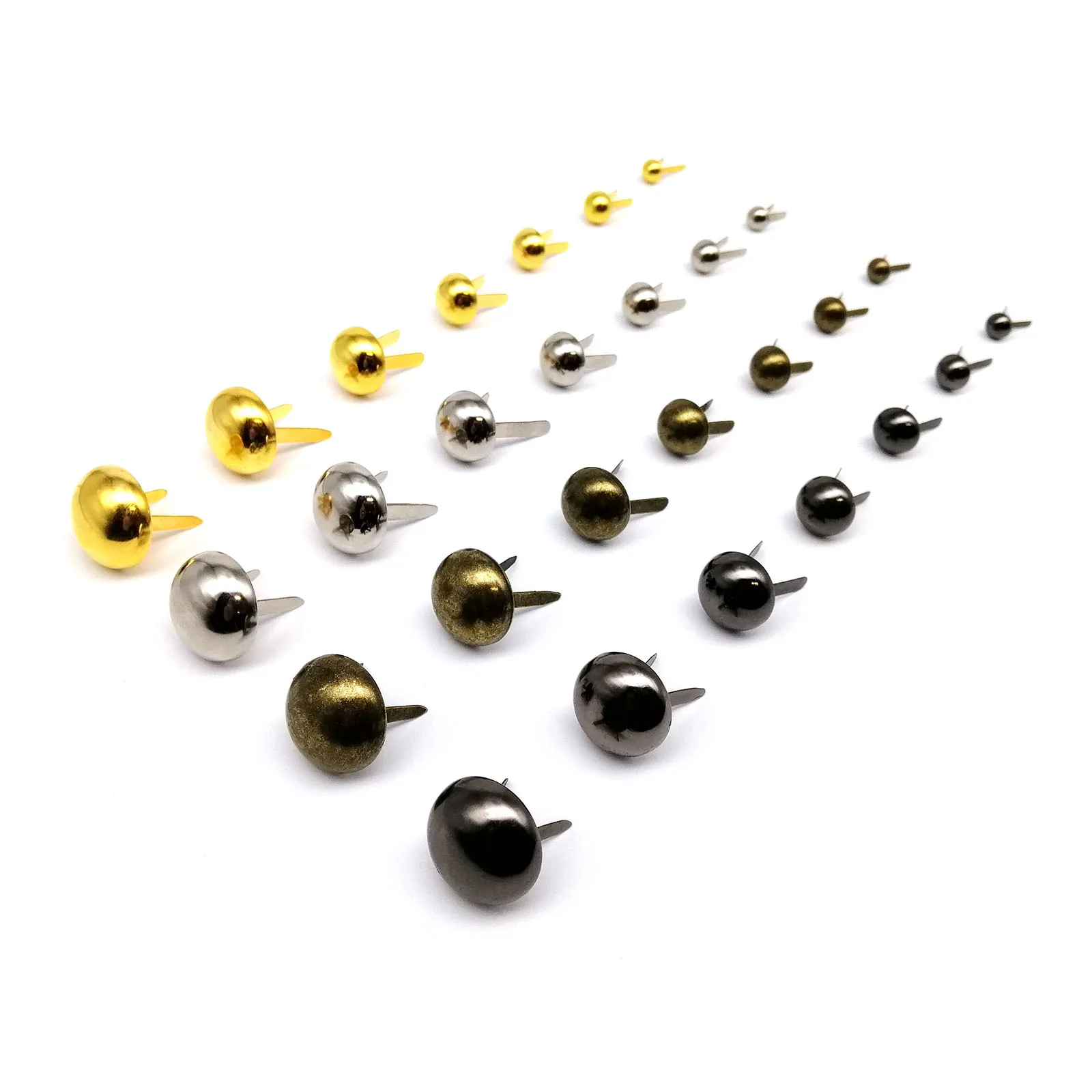 50pcs Semi Ball Round Leather Craft Bag Handbag Bottom Protecting DIY Hand Work Metal Iron Two Leg Feet Pierced Rivet Stud Nail