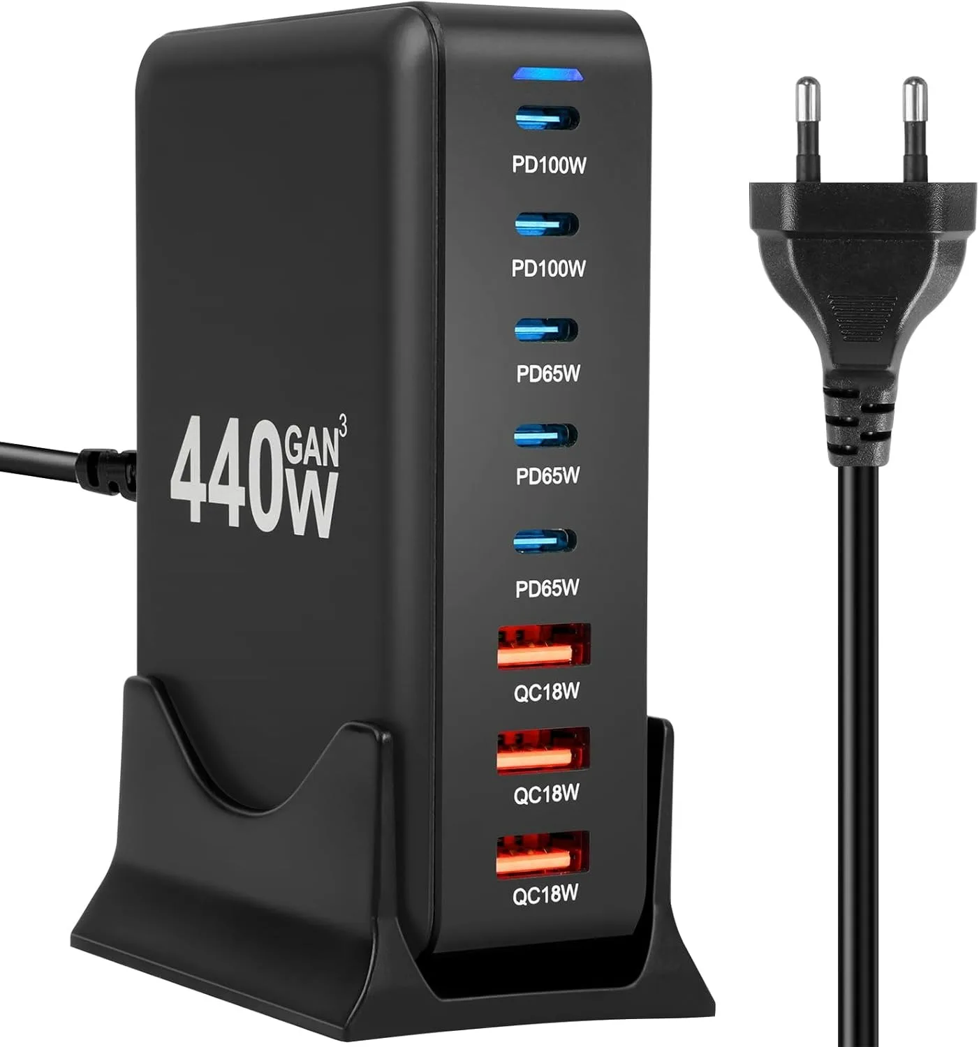 NEW 440W Gan Fast Charge 3.0 USB Type C Fast Charger Mobile 8-port 5C3A PD Charger Convenient To Carry Tablet Charger for iPhone