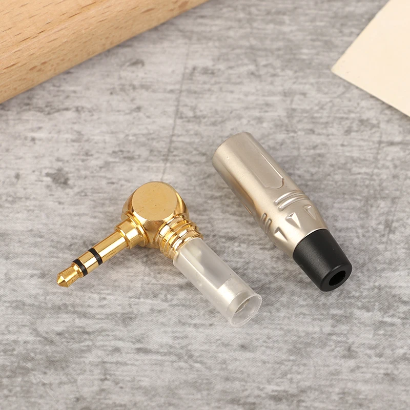 1pc Right Angle Mini Jack 3.5mm Stereo Right Angle Male Plug Audio Repair Earphone Soldering Adapter Solder Connector