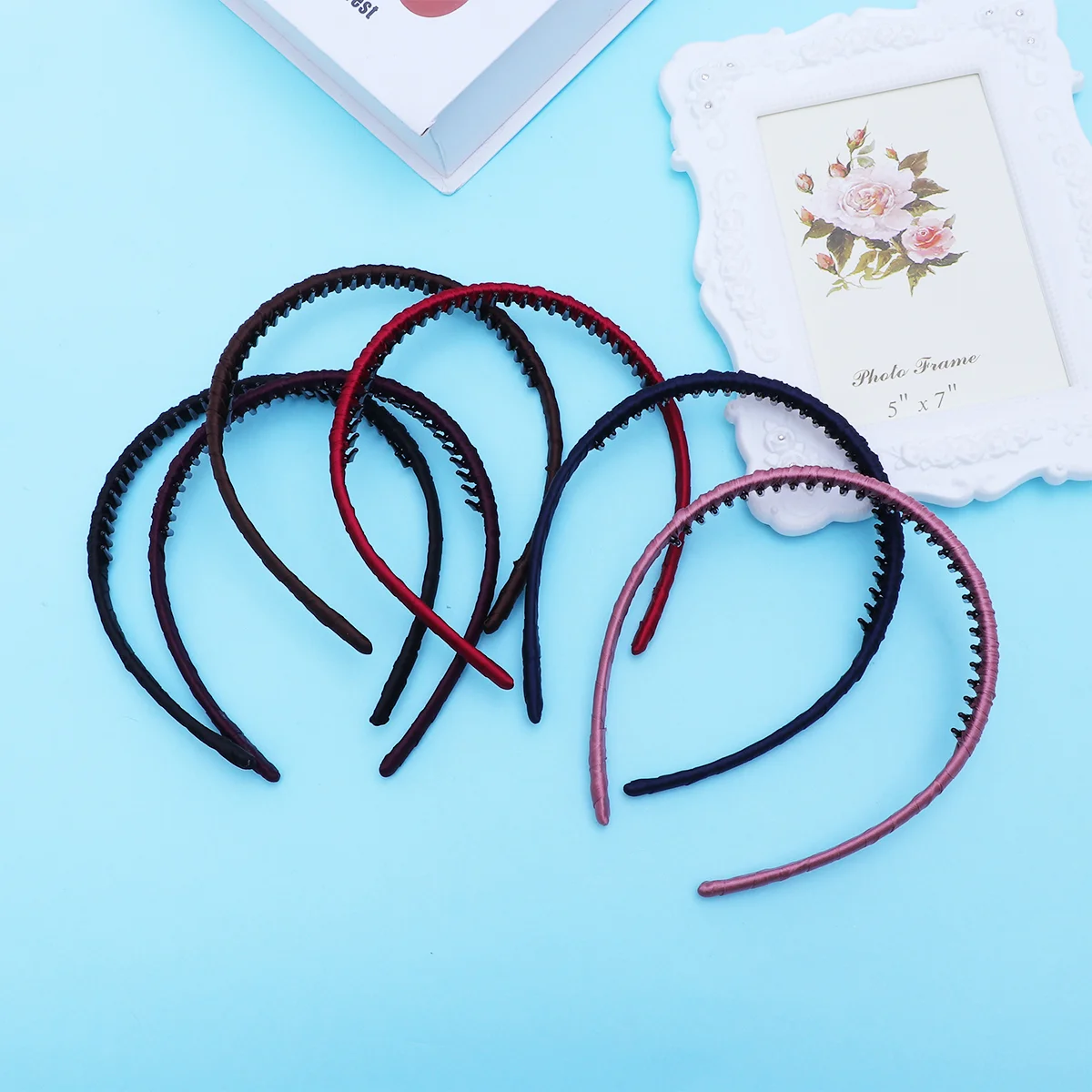 6pcs Women New Satin Hair Hairband Headband Hair Accessories (Purple/Blue/Black/Pink/ Red/Coffee Color)