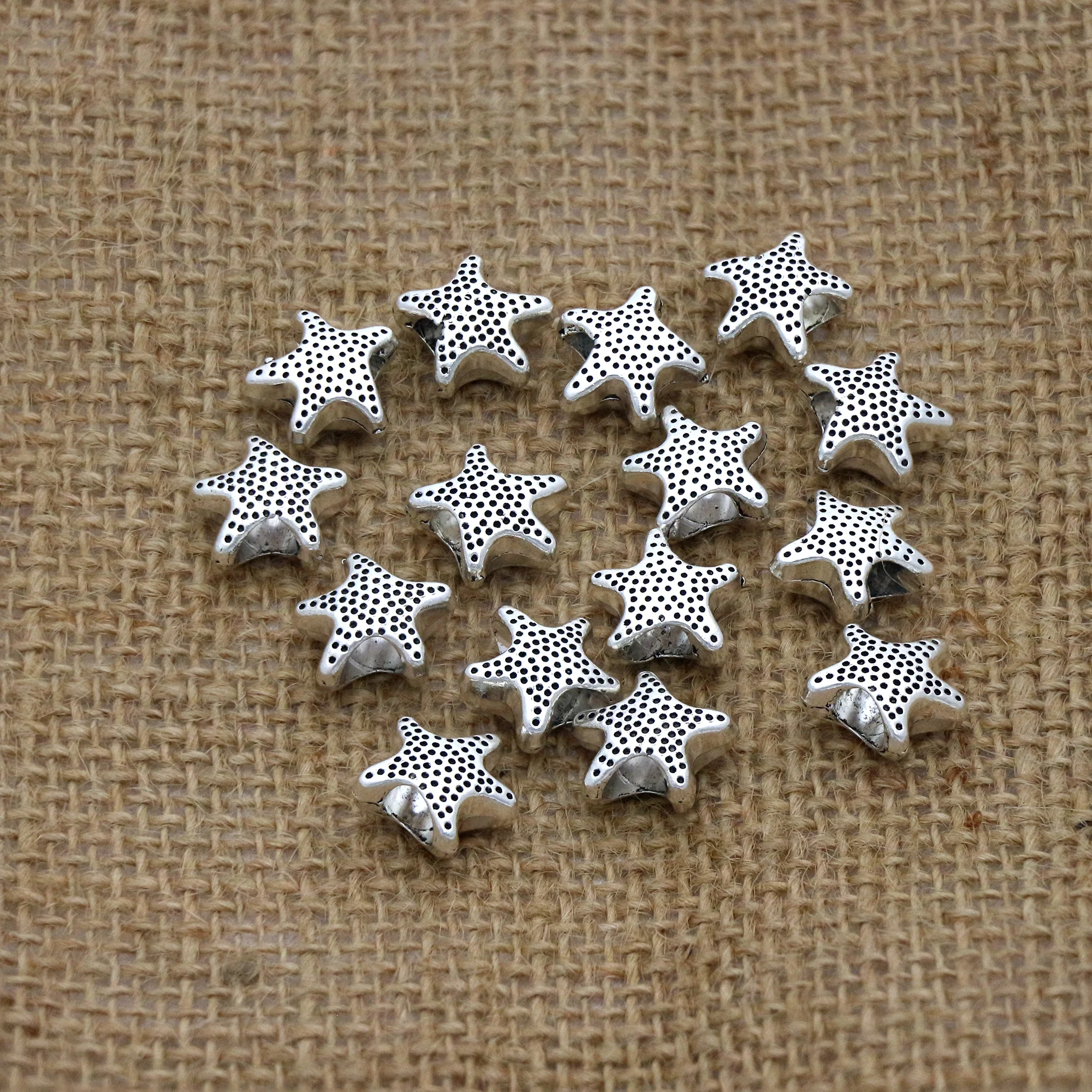 15pcs Starfish European Beads 14X12mm Antique Silvery Sea Star Alloy Large Hole Jewelry Making DIY L353