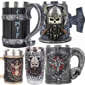 Viking Mug Collection 304 Edelstahleinfügung, Entenbill -Tank -Bierharz, Kaffeetassen, Halloween -Tasse, Freunde, 600 ml 10 Hauptverkaufs -Viking -Becher Esca - №5