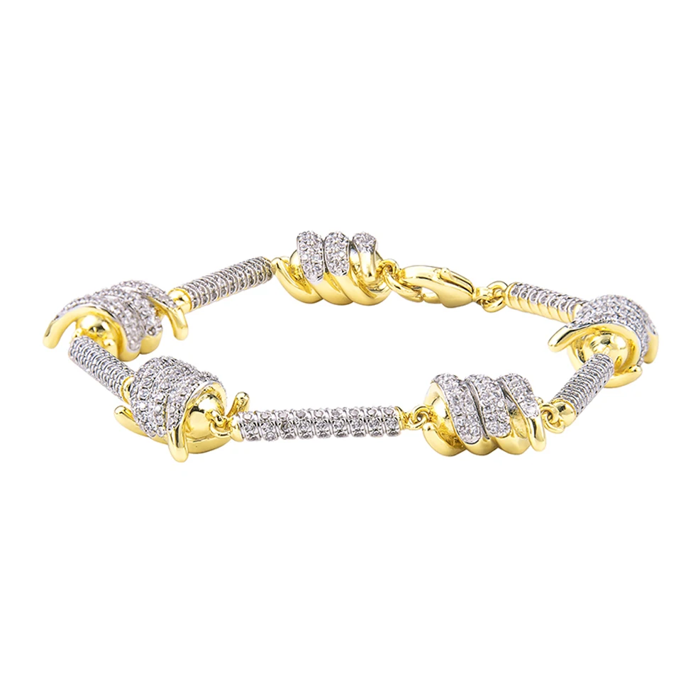 

VANAXIN Iced Out Bling браслет с колючками из кубического циркония для мужчин хип-хоп рок-бар ювелирные изделия 18-каратное позолоченное рэперская цепочка