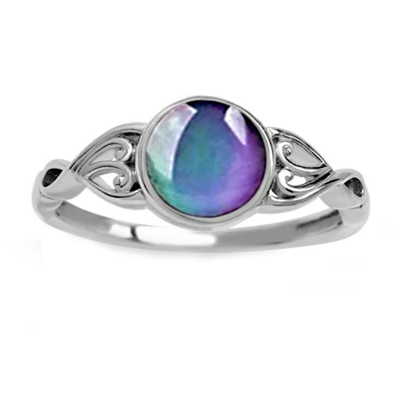 1pcs Vintage Change Mood Ring Creative Warm Stone Color Changing Ring Round Temperature Control Color Changeable Rings Gothic