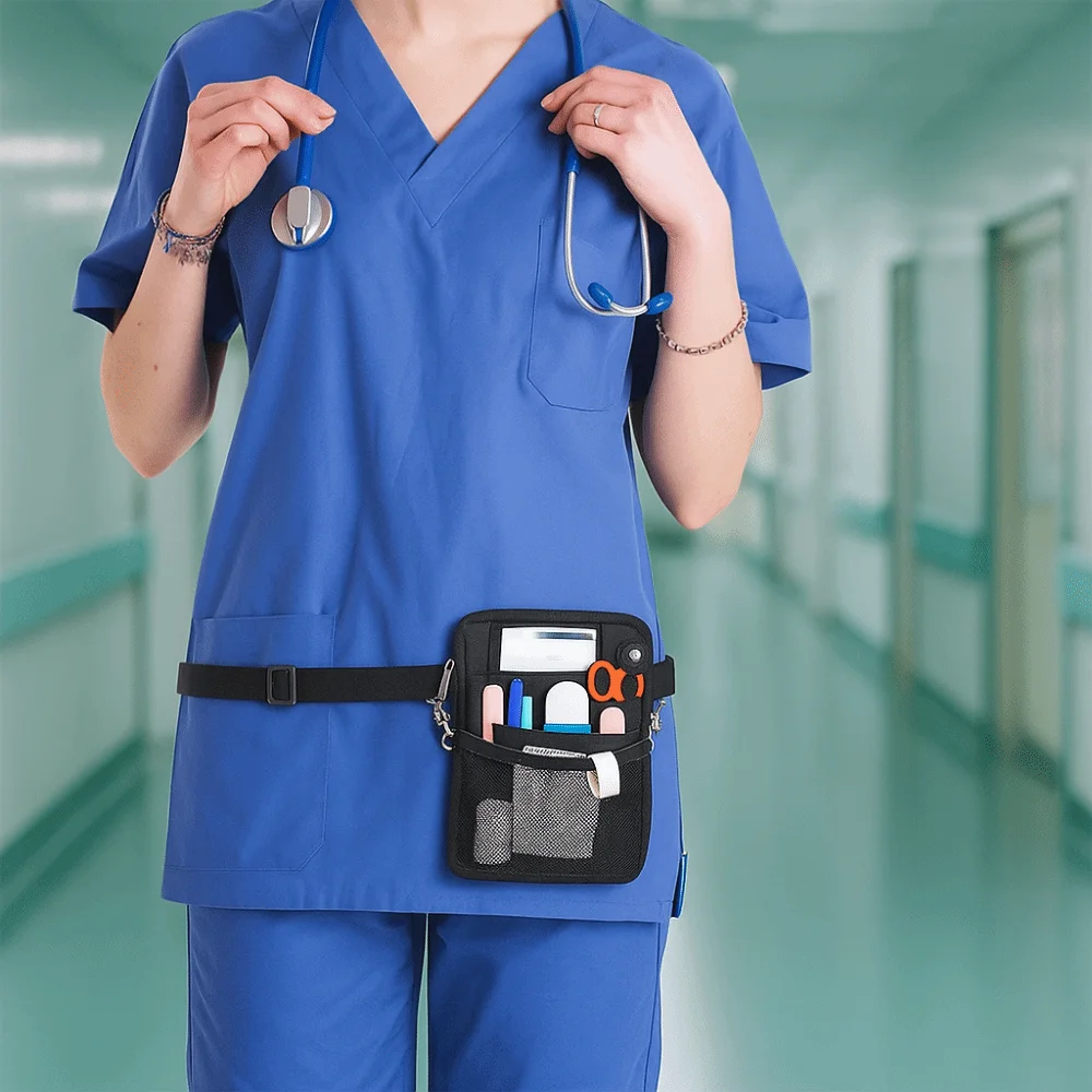 Alça ajustável enfermeira fanny pacote grande capacidade multi bolso enfermeira crossbody saco resistente ao desgaste enfermeira cintura bolsa hospital