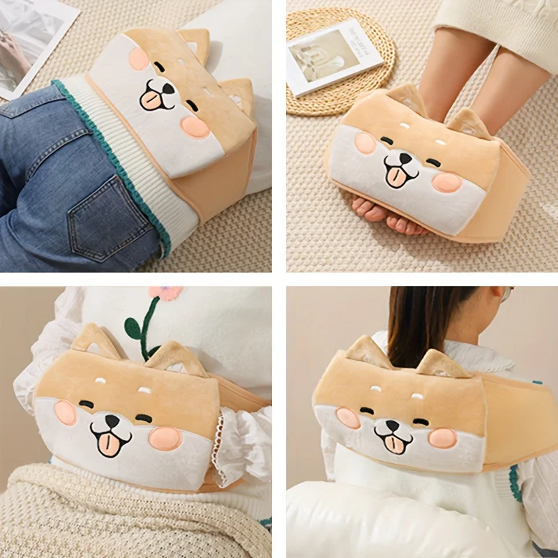 Cartoon Hot Water Bottle with Waist Cover Wrap Around Warm Water Bag Belt Hand Warmer Pocket for Menstrual Cramps Pain Relief