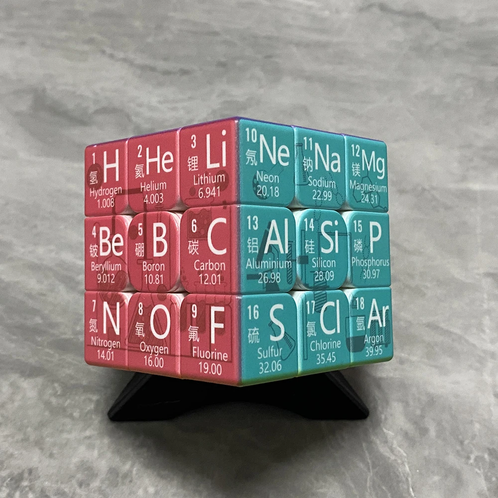 Kid 3x3x3 Magic Cube Periodic Table of Chemical Elements Cube 3x3 Speed Puzzle Toy for Children Learning Stickerless Magico Cubo