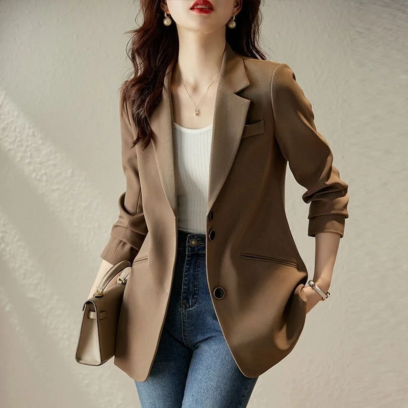 High End Suit Jacket Women's Spring Autumn 2023 New Long Sleeved Korean Casual Design Sense Niche British Style Small Suit Top