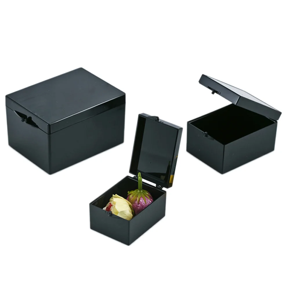 1pcs Black Storage Box Plastic with Hinged Lid Crafts Storage Organiser Medicine Box Shading Container