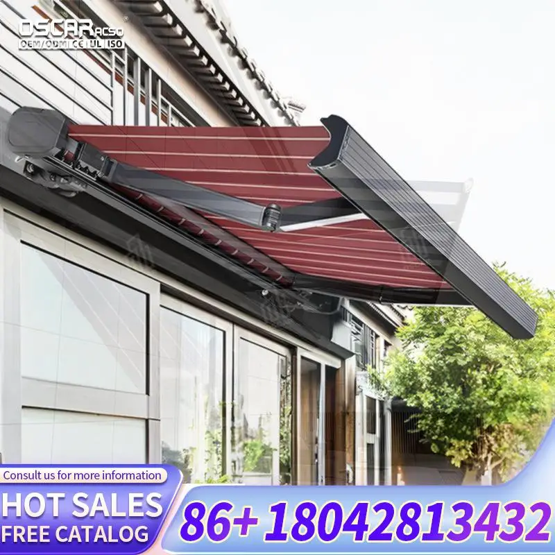Retractable Folding Arm Outdoor Motorized Waterproof Aluminum Awning for Patio Garden Balcony in US Europe Retractable Awning