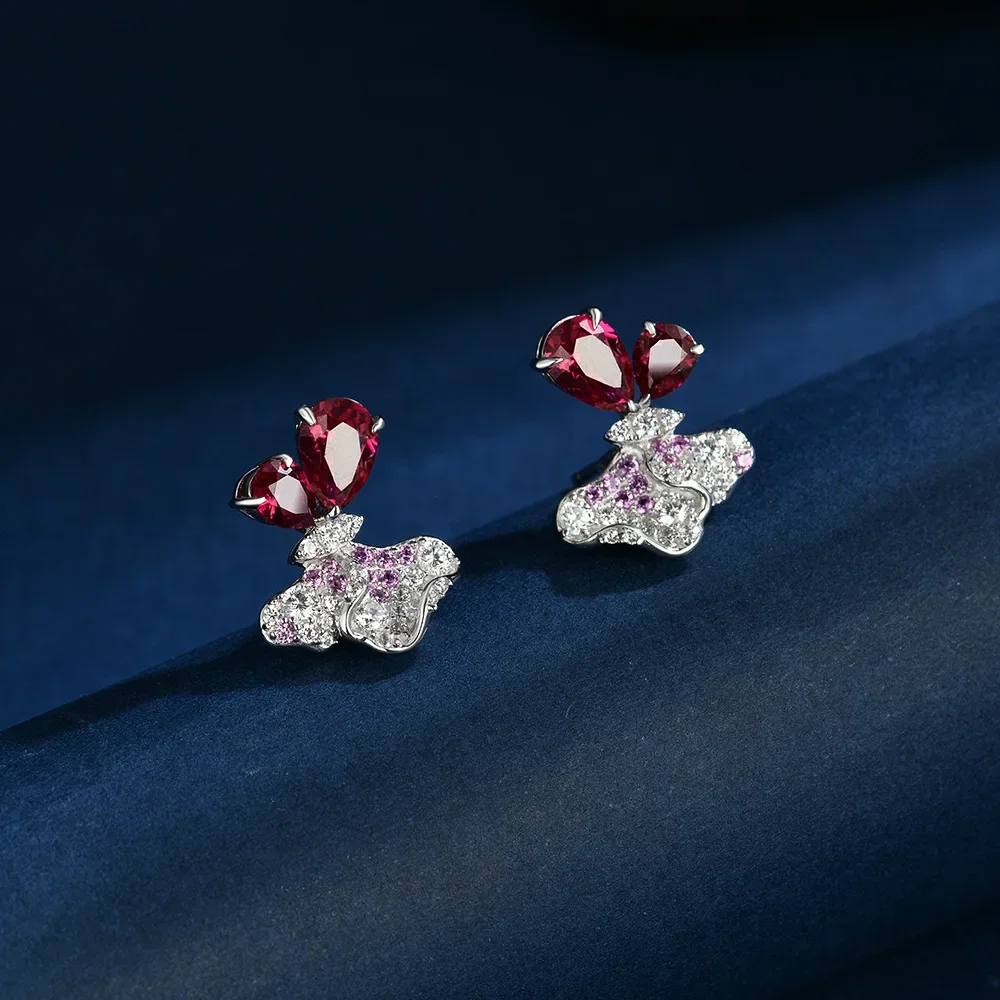 

Новые серьги из серебра 925 пробы, 1 карат, 5*7, капли воды, рубиновые серьги с высокоуглеродистыми бриллиантами, ювелирные изделия для свадьбы