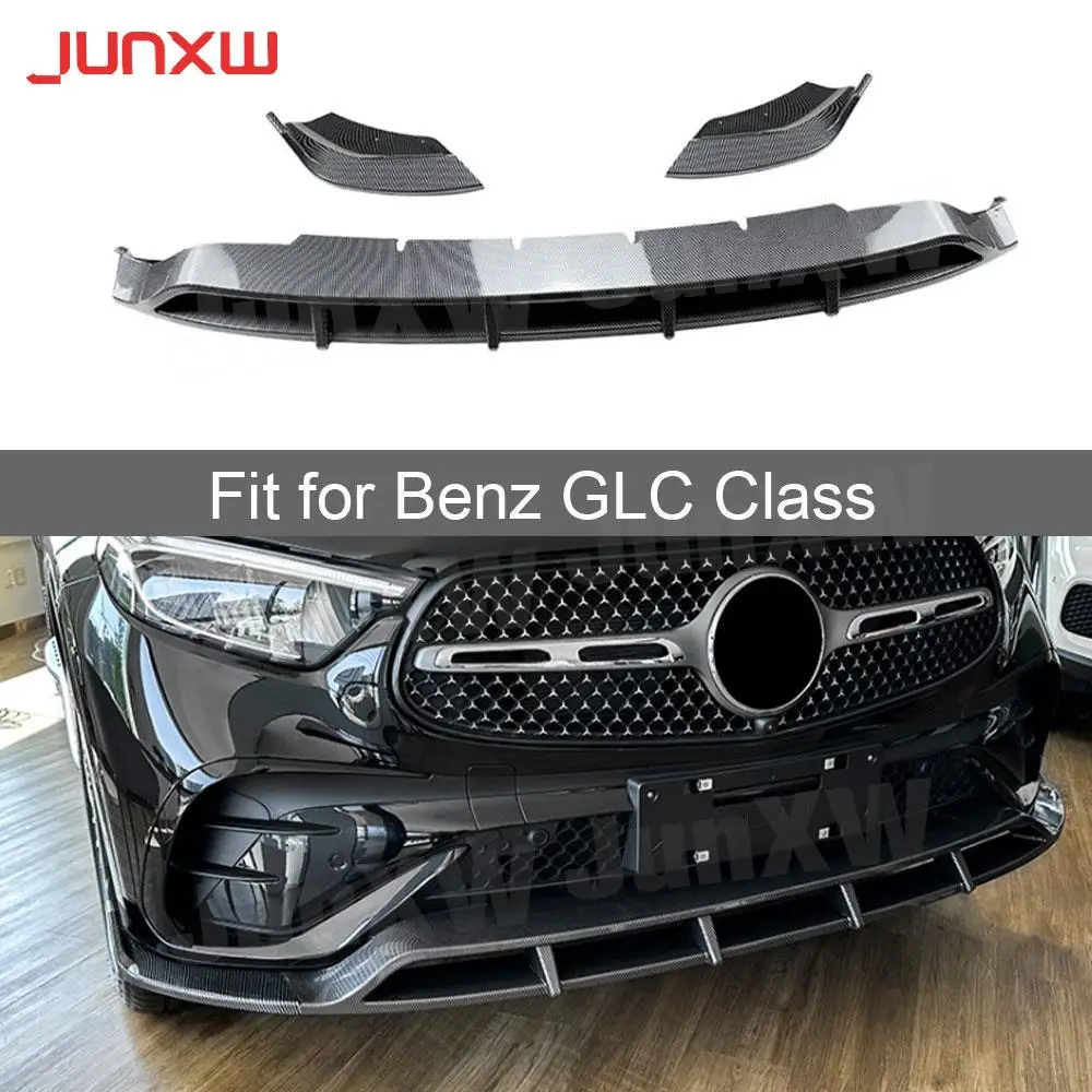 for Mercedes Benz GLC Class X254 GLC 260 300 GLC63 AMG 2023+ Front Bumper Lip Spoiler Guard Three-section ABS Cars Accessories