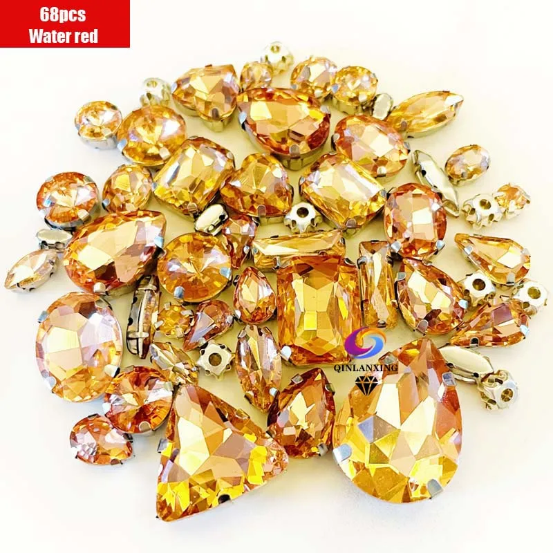 68Pcs Mix Crystal Silver Claw Setting Rhinestones
