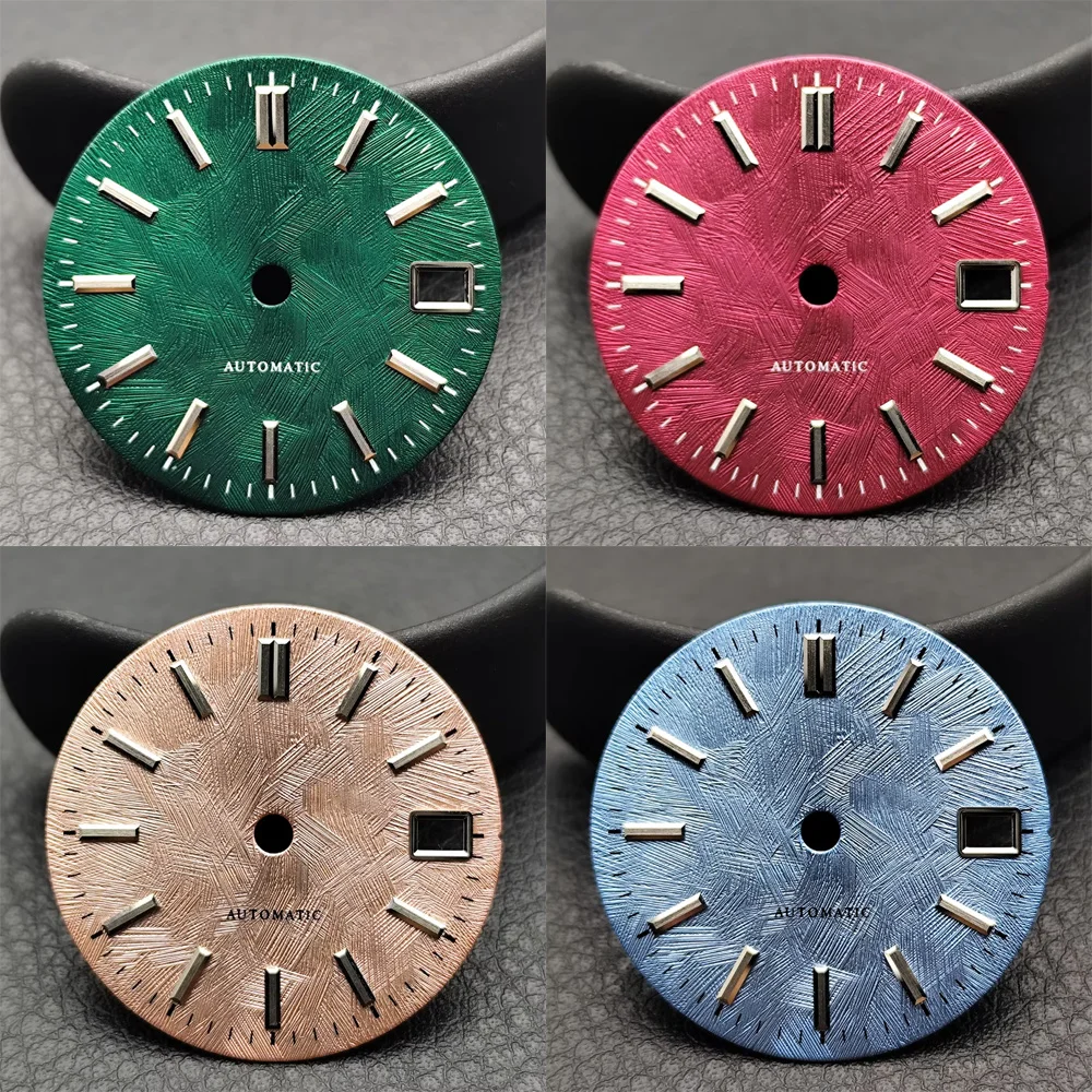 28.6mm Fine Grain Textured Watch Face Non-Luminous Custom Engraved Logo Fit NH35 Movement Single Date Dial Watch Mod Repair Spar