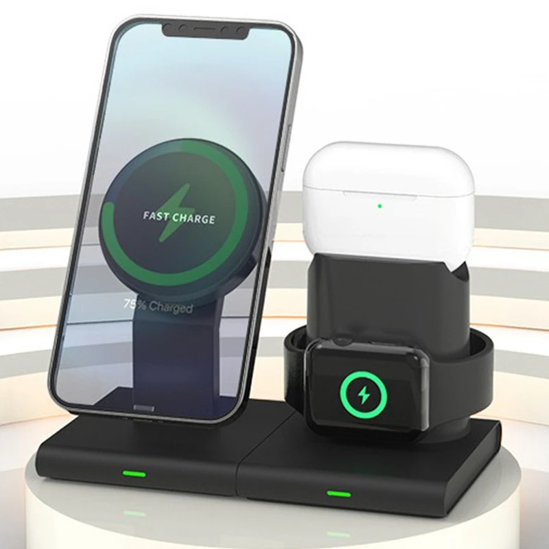 3 In 1 Magnetic Wireless Charger Fast Charging Station For Iphone 13 Pro Max Mini Charging Dock For Apple Watch