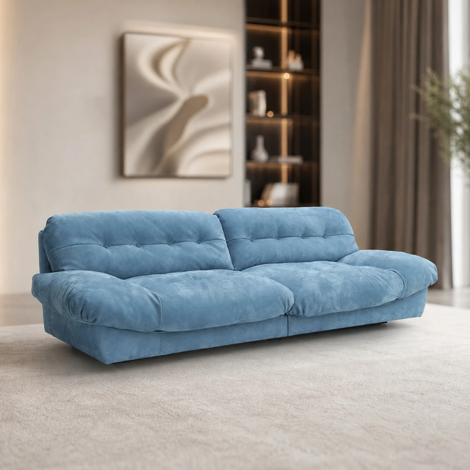 

#Modern Cloud Sofa Soft Suede Fabric Upholstered Couch Comfortable Living Room Furniture for Home Hotel Villa
