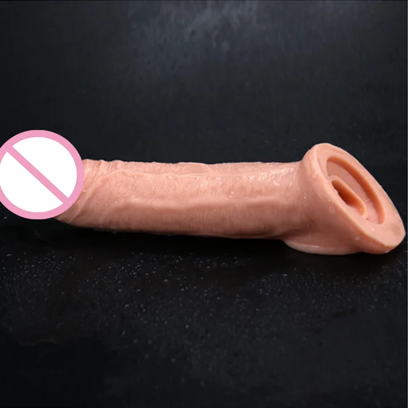 20cm Penis Enlargement Sleeve Penis Extension Resuable Condoms Penis Extender Dalay Time Sex Toys for Men Adult Toys Sex Shop