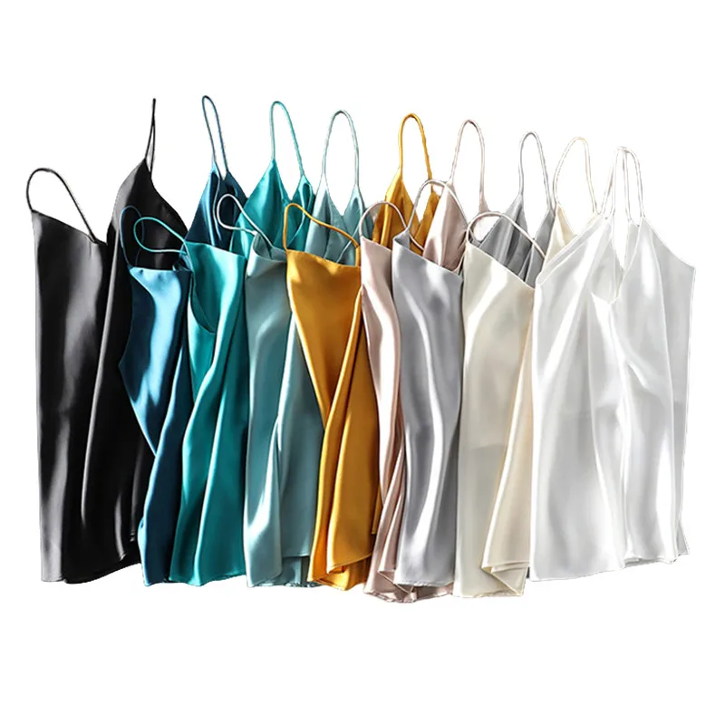 Summer Crop Top Women Camis Silk Satin Tank Top Women Camisole Sleeveless Vest Roupas Femin Cropped 2024 Croo top Binder Trans