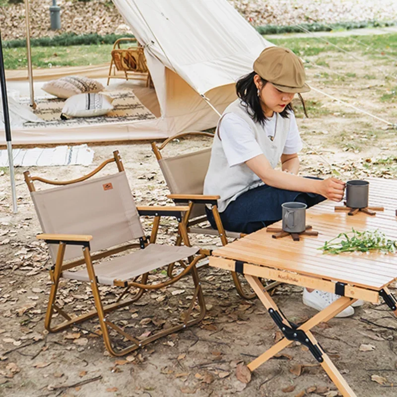 

Portable Folding chair made of aluminum alloy wood grain, wear-resistant, for single person, camping and fishing