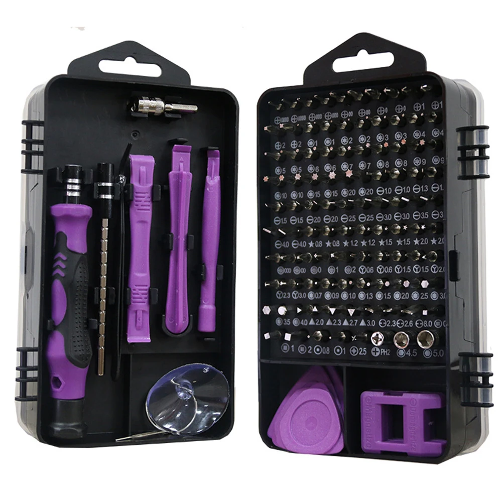 Multi functional computer and mobile phone repair tool 115 in one screwdriver set with strong magnetic precision screwdriver hea