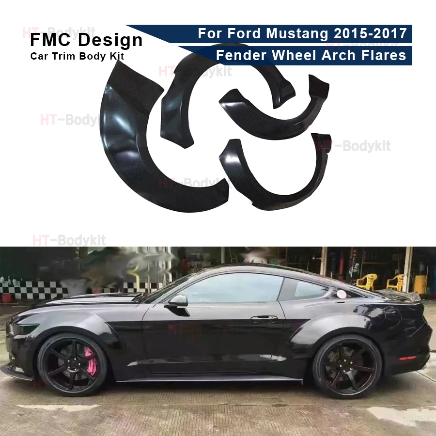 4 PCS Fiberglass Widebody Kit Fender Wheel Arch Flares For Ford Mustang 2015-2017 Upgrade Body kit