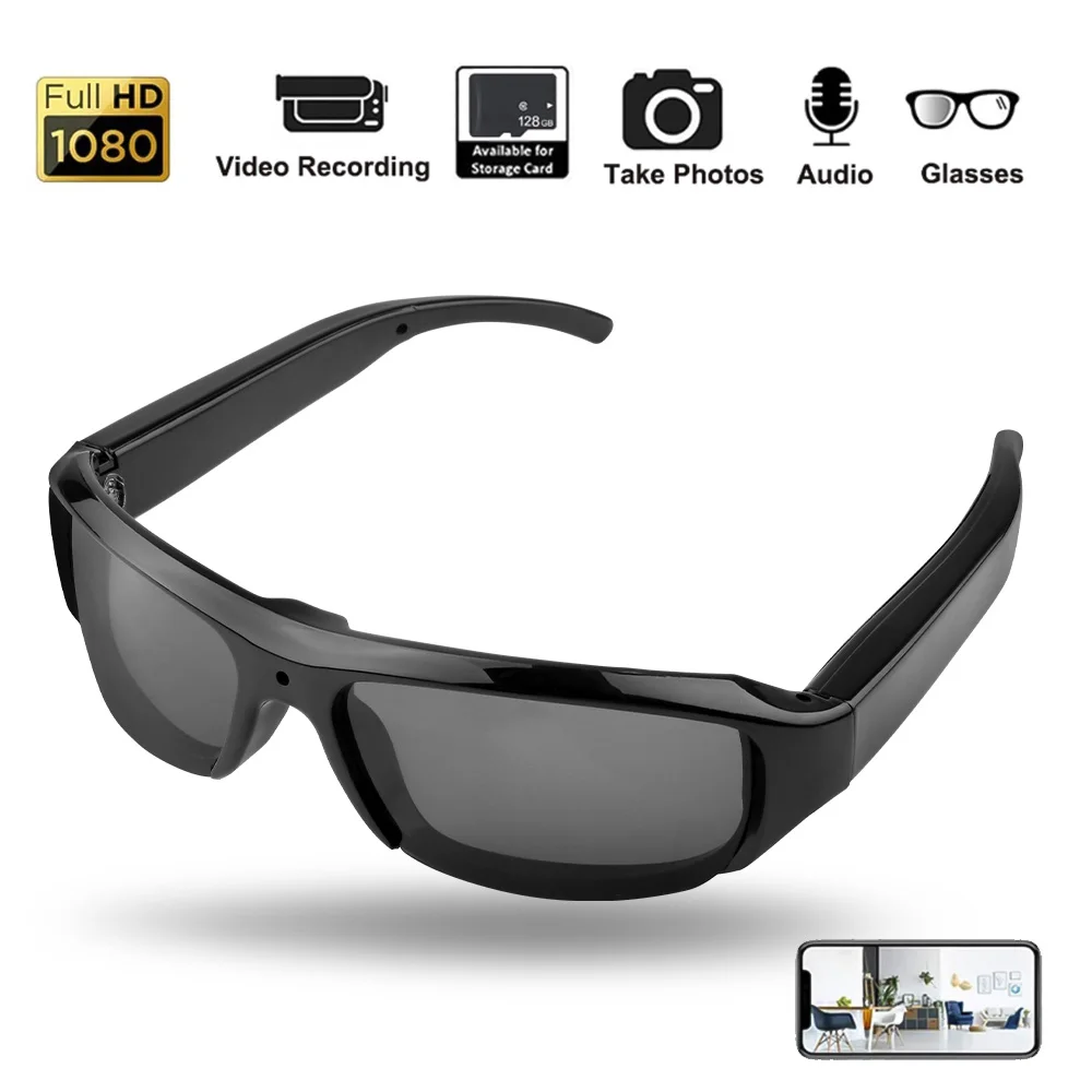 Hd 1080p mini filmadora óculos câmera para condução óculos de sol polarizados câmera esportiva condução ciclismo gravador de vídeo