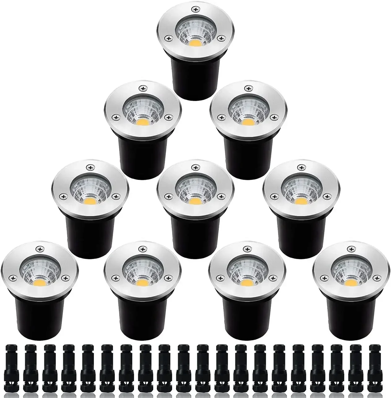 Low Voltage Landscape Lighting,LED Well Light Outdoor 12-24V AC/DC In-Ground Lights IP67 Waterproof Paver with Wire Connector