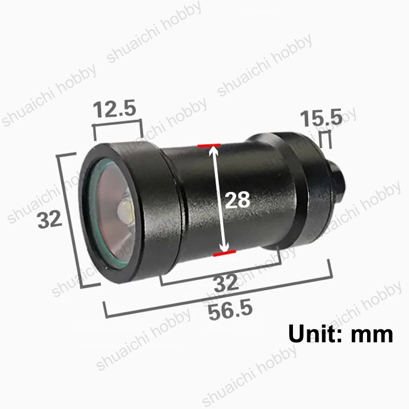 For ROV AUV Underwater 200 Meters Deep-water Waterproof LED Lighting Lamp DC12-36V 15W 1500 Lumens High-brightness White Light