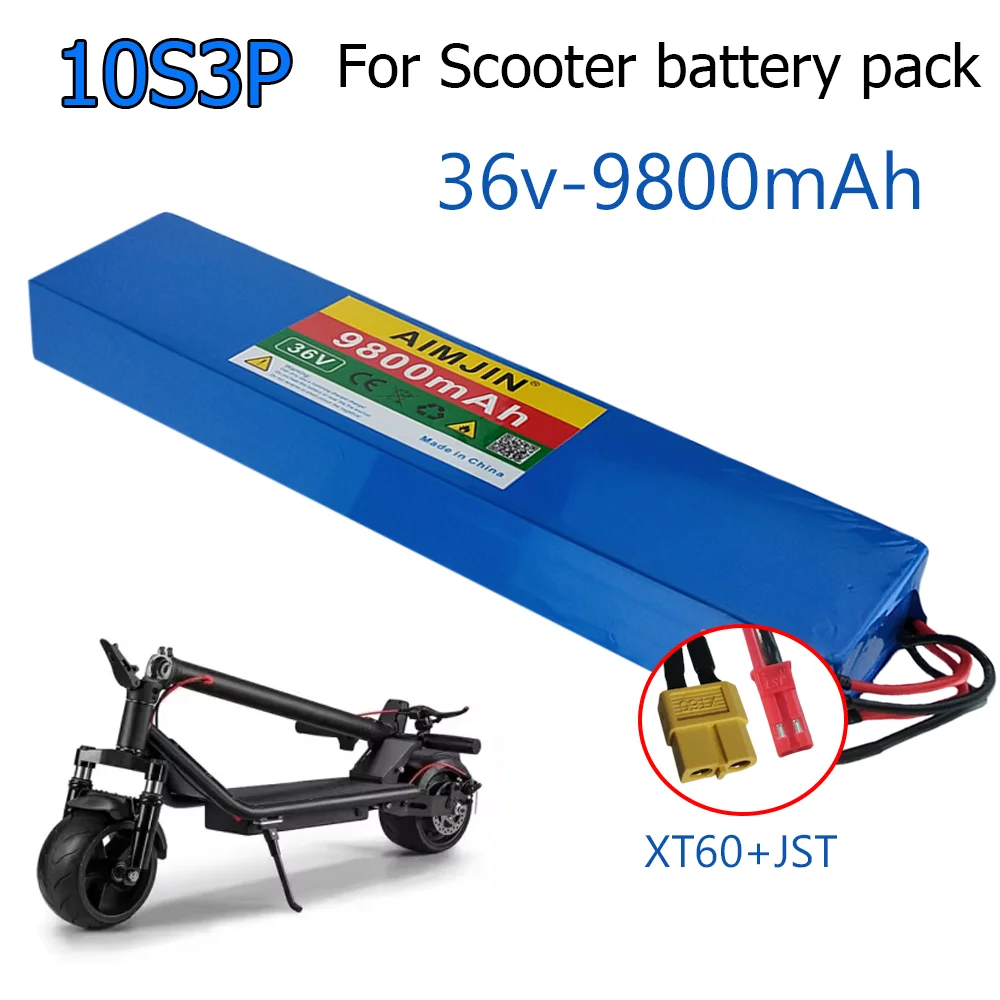 

Newly upgraded 18650 battery pack 10S3P 36V 9000mAh rechargeable scooter battery M365 XT60+JST plug