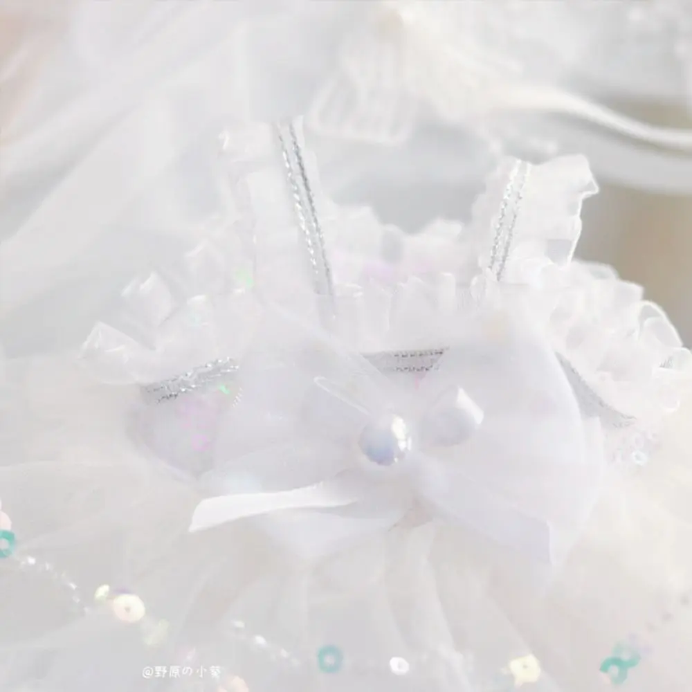 Wedding Dress 20cm Cotton Doll Clothes White Gauze Skirt Dress Up Cotton Doll Outfit Dress Mini Cute 20cm Doll Flower Dress