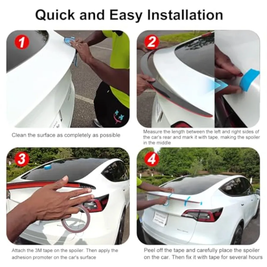 Spoiler posteriore in vera fibra di carbonio per Tesla Model Y Spoiler rosso Modello ala Y Spoiler posteriore Tronco Labbro Coperchio di coda per Tesla Model Y Acc